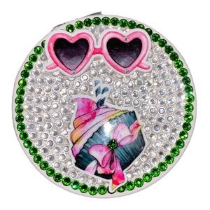 Custom made cupcake pocket mirror with rhinestones